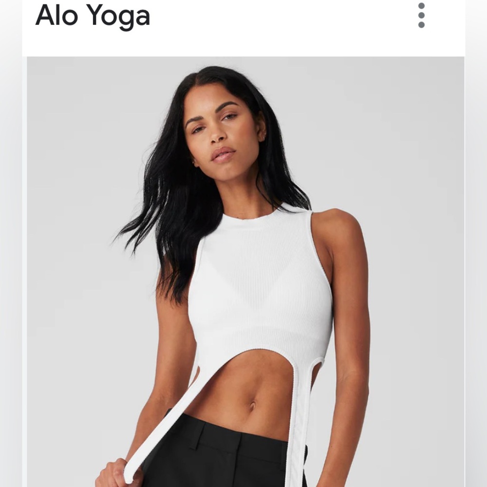 ALO Yoga White Ribbed Cutout Tank Top